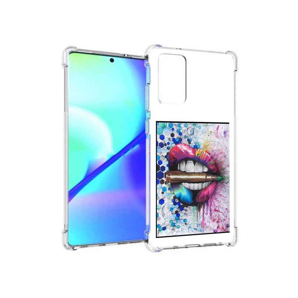

Чехол MyPads Tocco для Samsung Galaxy Note 20 разноцветные губы с пулей (PT152536.527.571), Прозрачный, Tocco