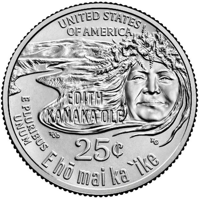 Монета 25 центов Эдит Канакаоле, Американские женщины, Филадельфия (Р), США 2023 UNC
