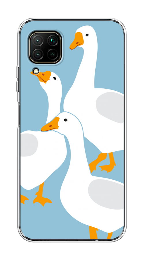 

Чехол на Huawei P40 Lite/Nova 6 SE/Nova 7i "Гусиное трио", Голубой;белый;серый;желтый, 611850-1