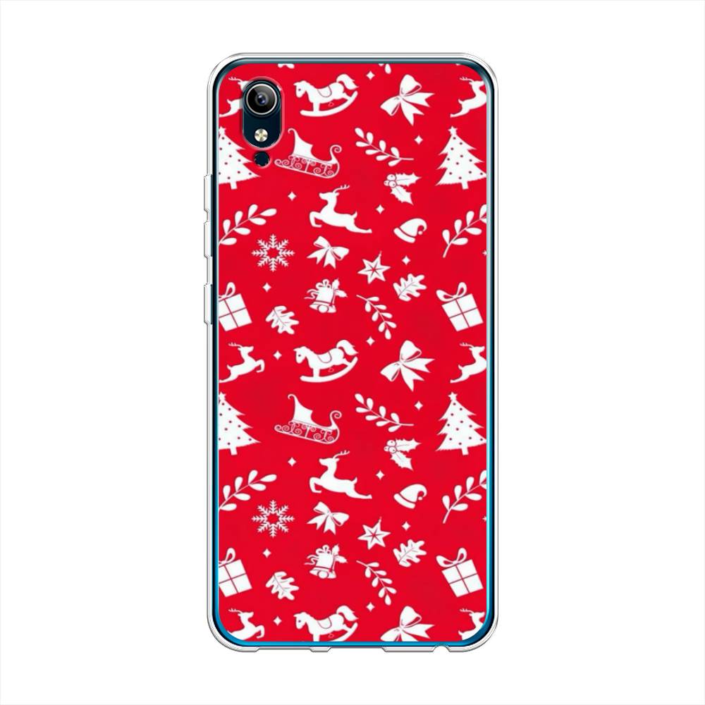 

Чехол для Vivo Y91c/Y1s "Красный новогодний фон", Красный;белый, 262850-5