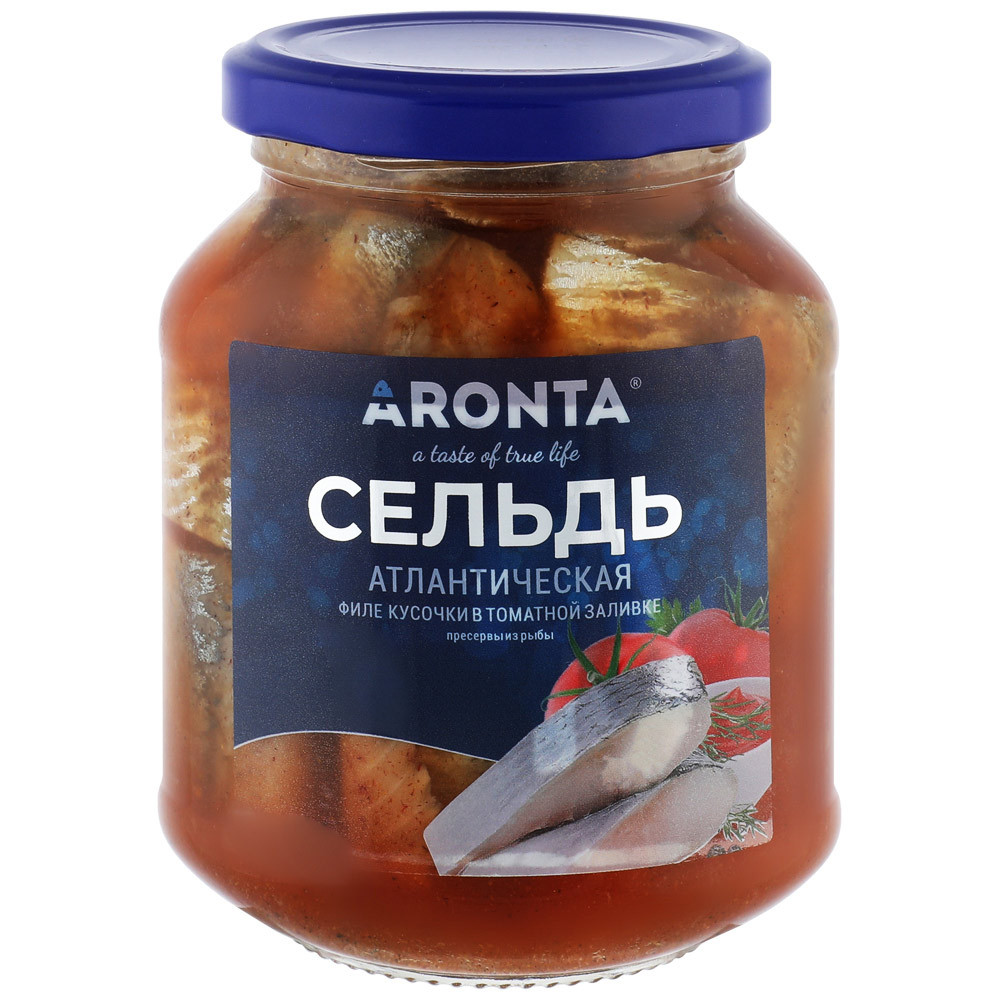 

Сельдь филе-кусочки Aronta Атлантическая в томатной заливке 350 г