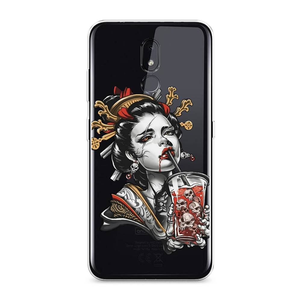 

Чехол на Nokia 3.2 "Опасная гейша", Красный;черный;серый, 122650-4