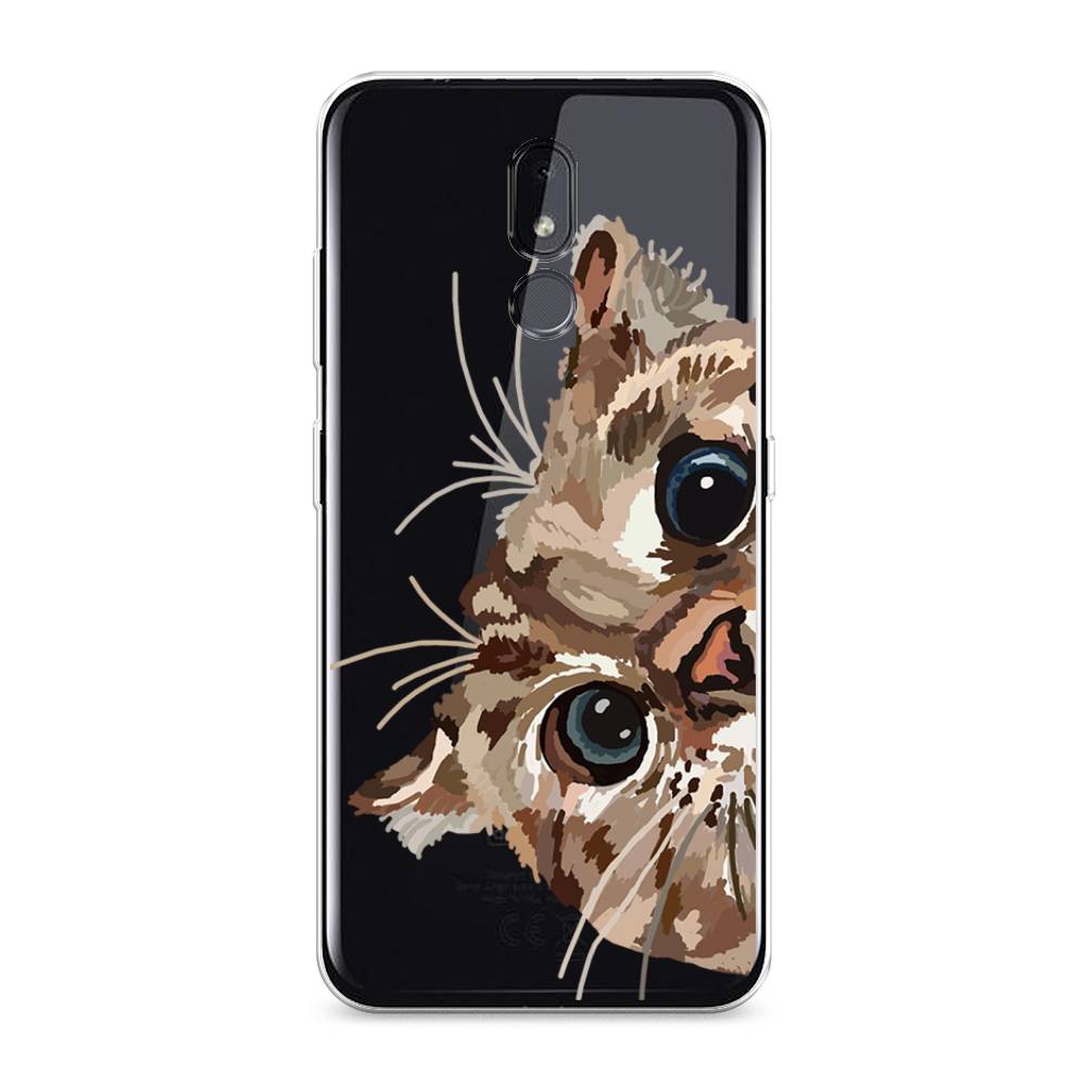 

Чехол на Nokia 3.2 "Любопытный кот", Коричневый;синий;черный, 122650-1