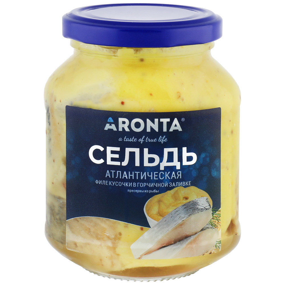 

Сельдь филе-кусочки Aronta Атлантическая в горчичной заливке 350 г