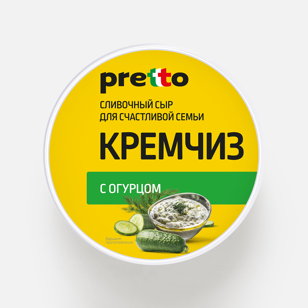 Сыр сливочный Pretto Кремчиз с огурцом, 70%, 140 г