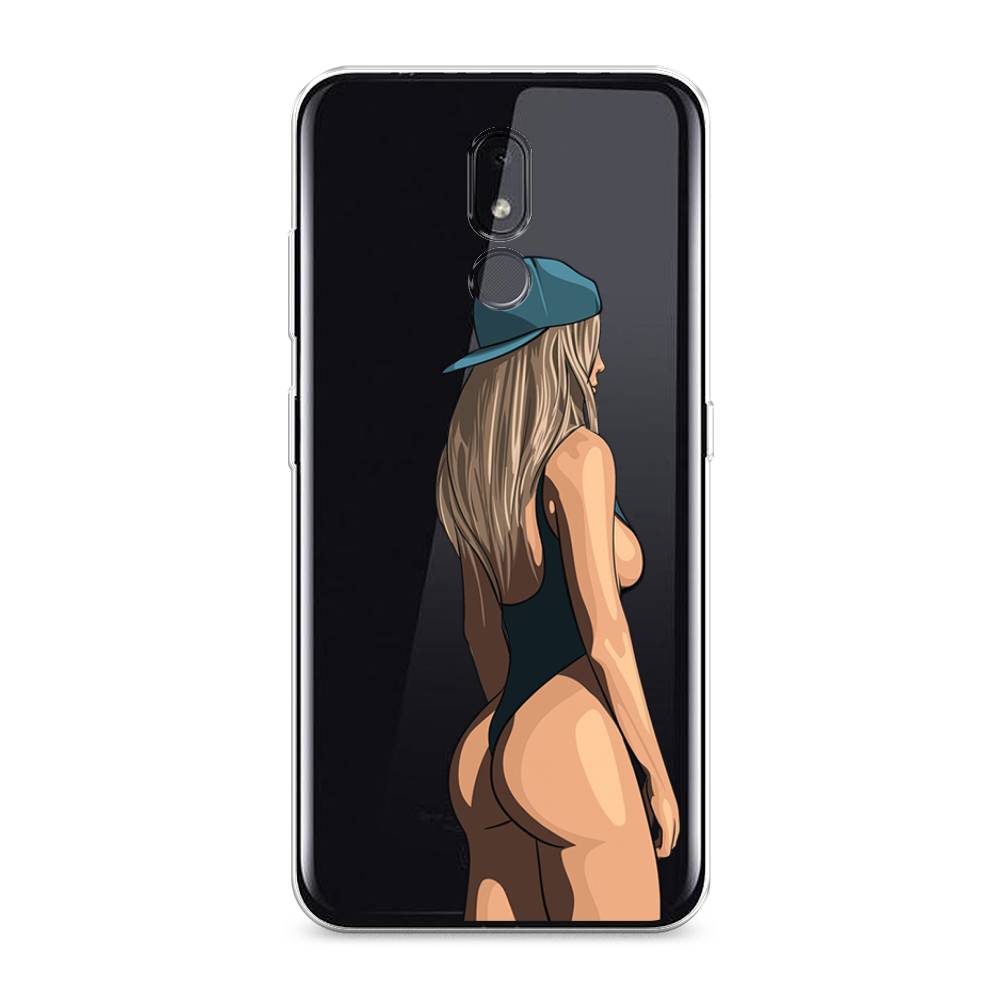 

Чехол на Nokia 3.2 "Девушка в черном купальнике", Зеленый;бежевый;черный, 122650-6
