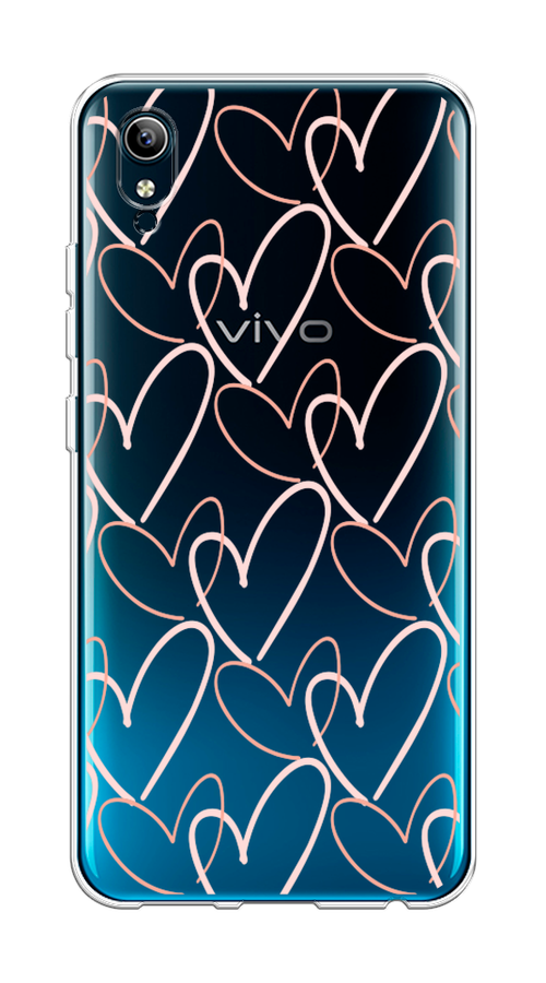 

Чехол на Vivo Y91c/Y1s "Узор из сердечек", Розовый;бежевый, 262850-6