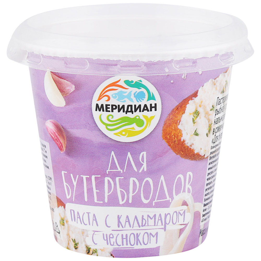 

Паста Меридиан с кальмаром с чесноком для бутербродов 140 г