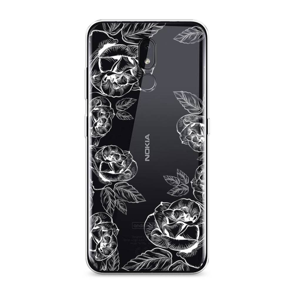 

Чехол на Nokia 3.2 "Розы графика", Черный;серый, 122650-2