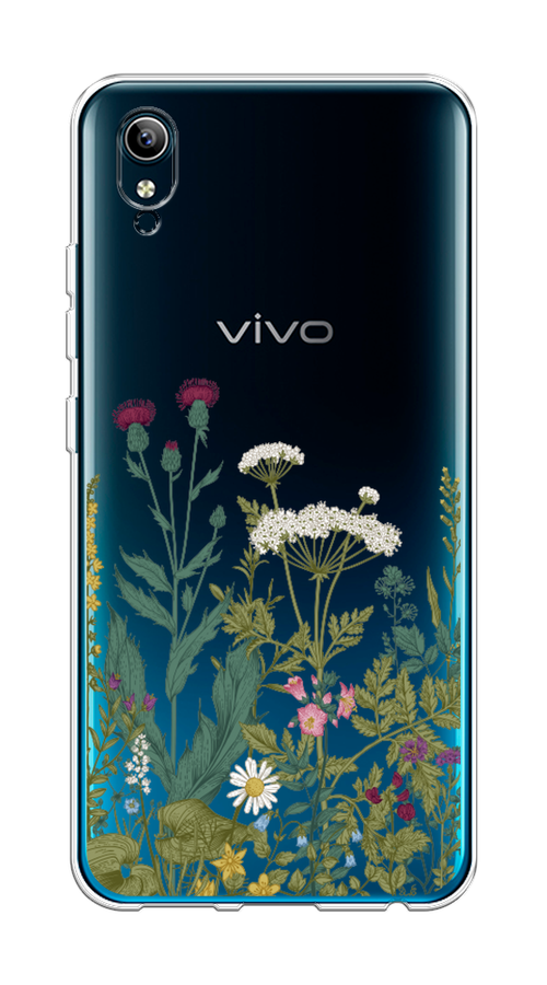 

Чехол на Vivo Y91c "Дикие полевые цветы", Зеленый;розовый;белый, 262850-2