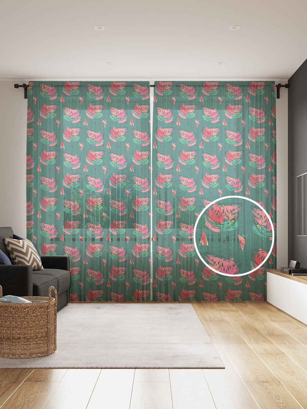 

Фототюль JoyArty "Акварельные арбузы", 145x265см, 2 полотна, лента, 50 крючков, Акварельные арбузы