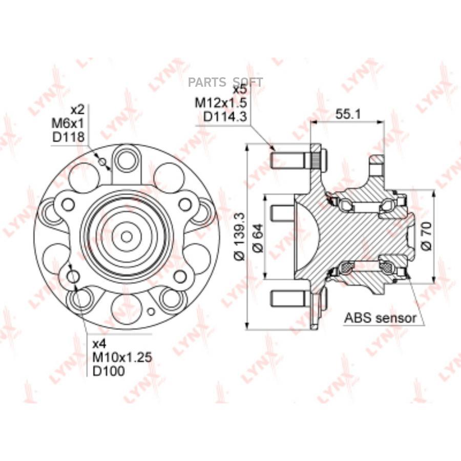 

Подшипник ступицы задней Honda Civic VIII 05>12 Lynx WH1023