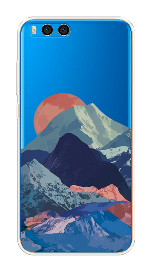 

Чехол на Xiaomi Mi Note 3 "Закат в снежных горах", Красный;серый;голубой, 32450-2