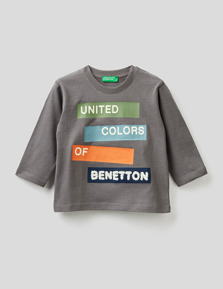 фото Лонгслив детский united colors of benetton 21a_3atnc15f2_01v серый р.xxs