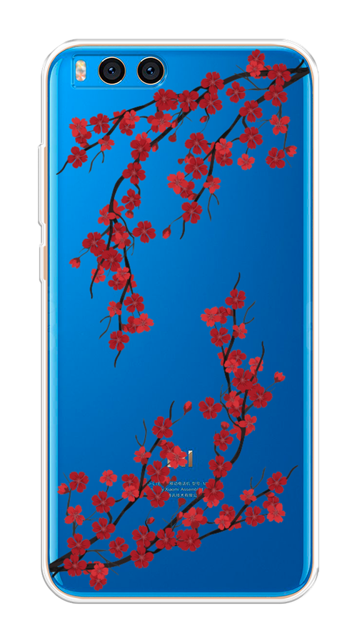 

Чехол на Xiaomi Mi Note 3 "Красная сакура", Красный;черный, 32450-2