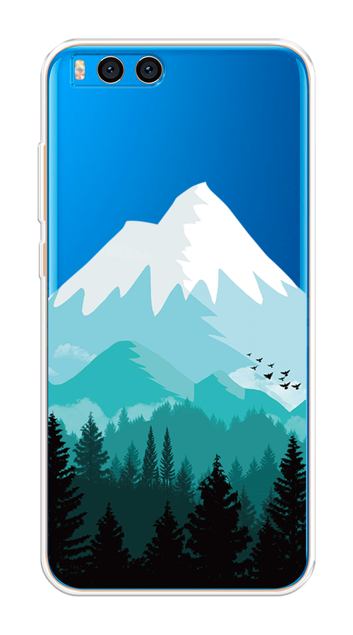 

Чехол на Xiaomi Mi Note 3 "Синяя снежная гора", Белый;голубой, 32450-2