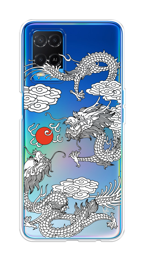 

Чехол на Oppo A54 "Драконы с ножом", Прозрачный;черный;белый, 256150-1