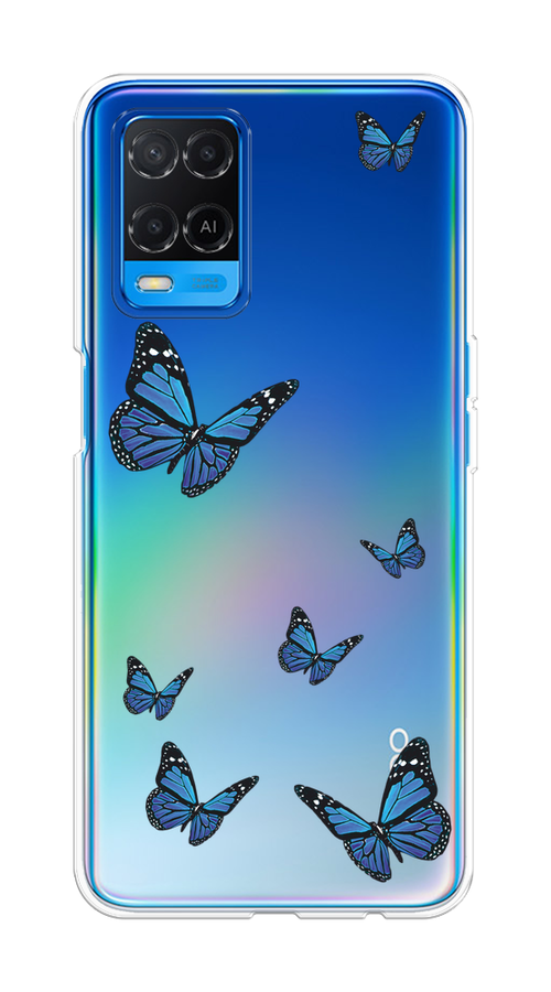 

Чехол на Oppo A54 "Blue butterflies", Синий;черный, 256150-1