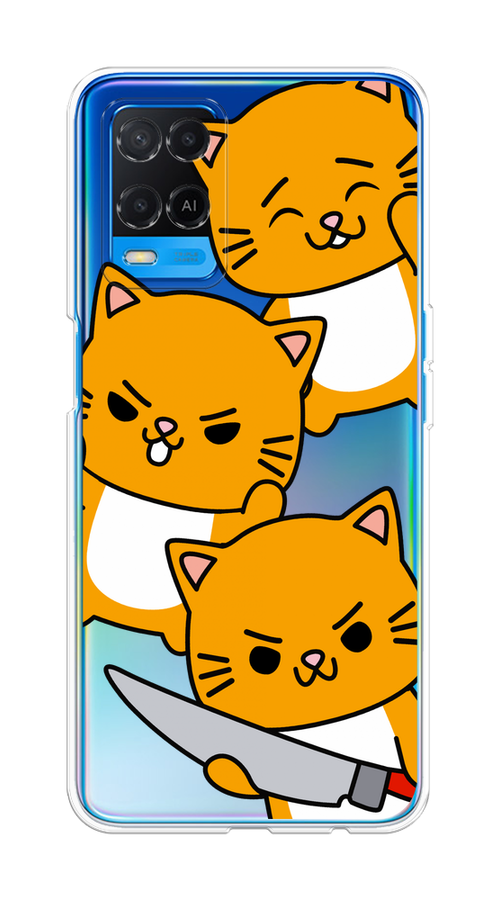 

Чехол на Oppo A54 "Опасные котики", Оранжевый;серый;белый, 256150-1