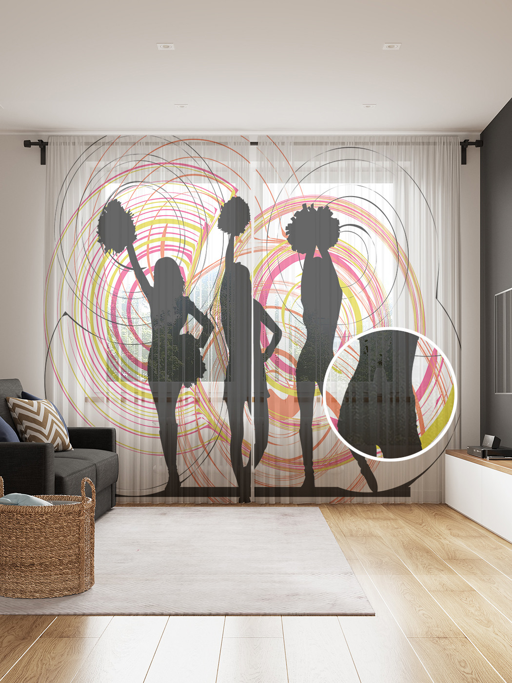 

Фототюль JoyArty "Черлидеры в работе", 145x265см, 2 полотна, лента, 50 крючков, Черлидеры в работе