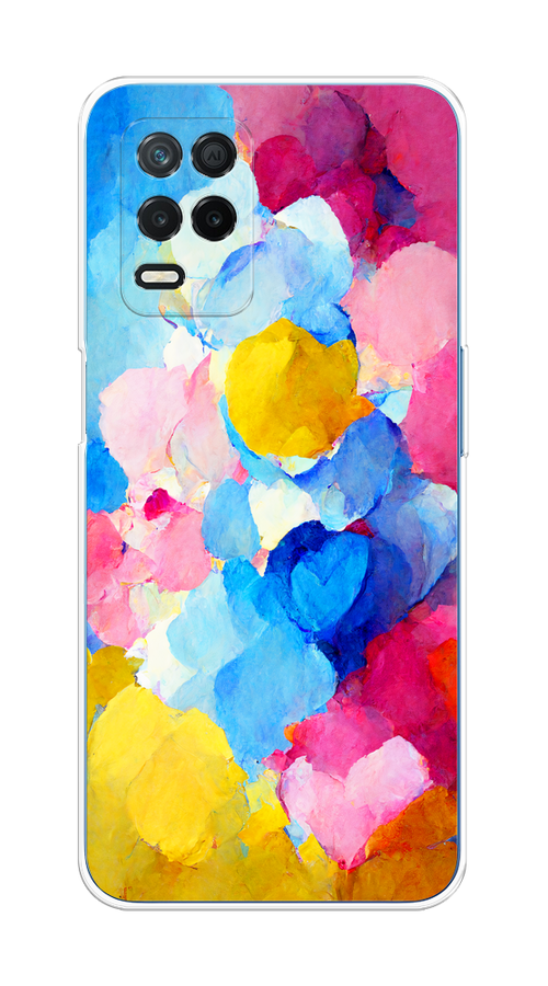 

Чехол на Realme 8 5G/Narzo 30 5G "Яркие пятна", Синий;голубой;желтый;розовый, 257050-1