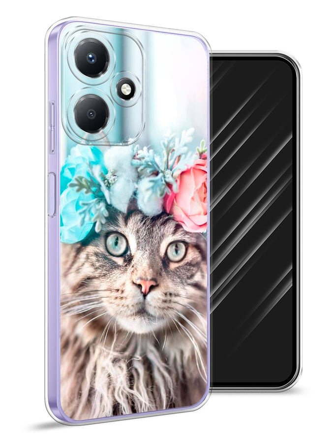 

Чехол Awog для Infinix Hot 30 Play "Кот в венке", Серый;голубой;розовый, 3104250-2