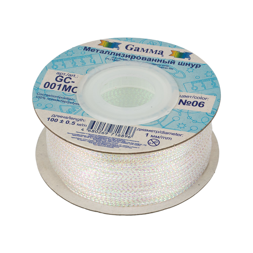 

Шнур Gamma 1 мм GC-001MC цв. метал. 100 м +/- 0.5 м №06 белый