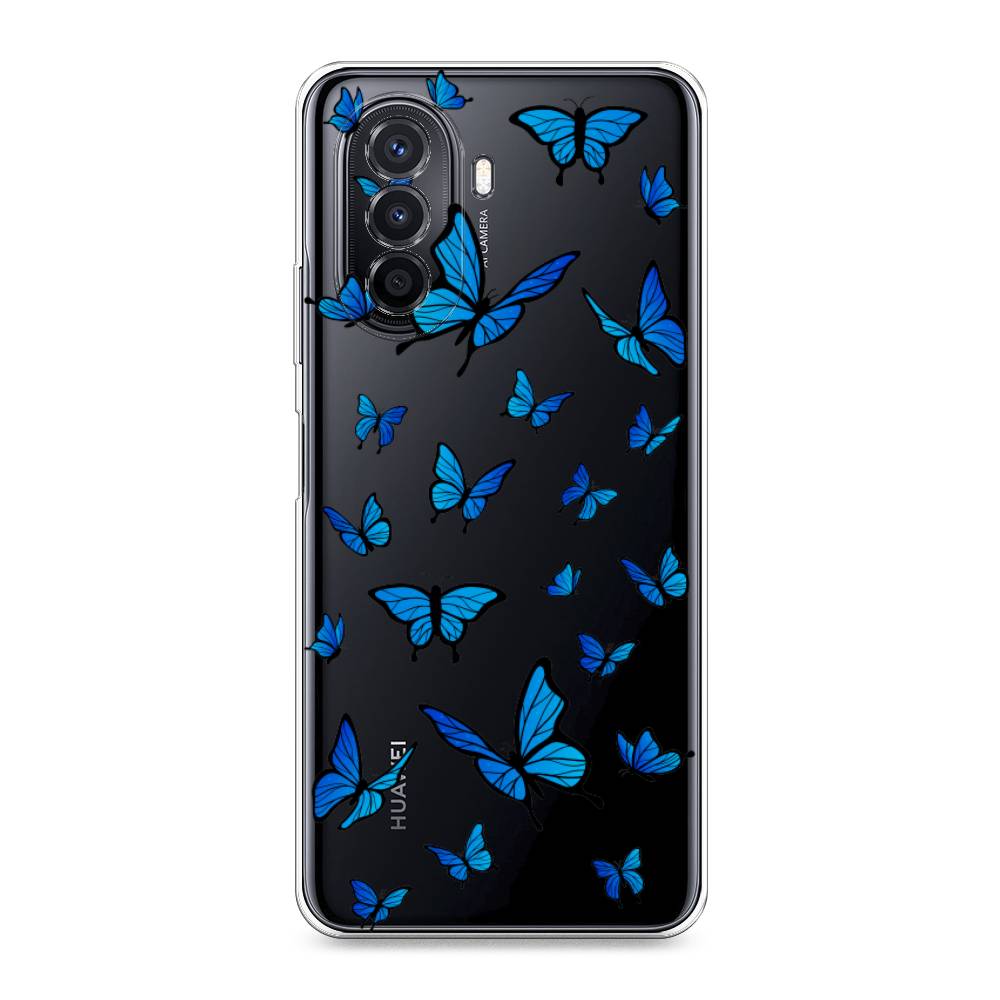 фото Силиконовый чехол "синие бабочки" на huawei nova y70 awog