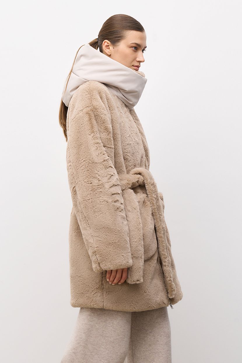 

Шуба женская Baon B0323539 бежевая XS, Бежевый, B0323539