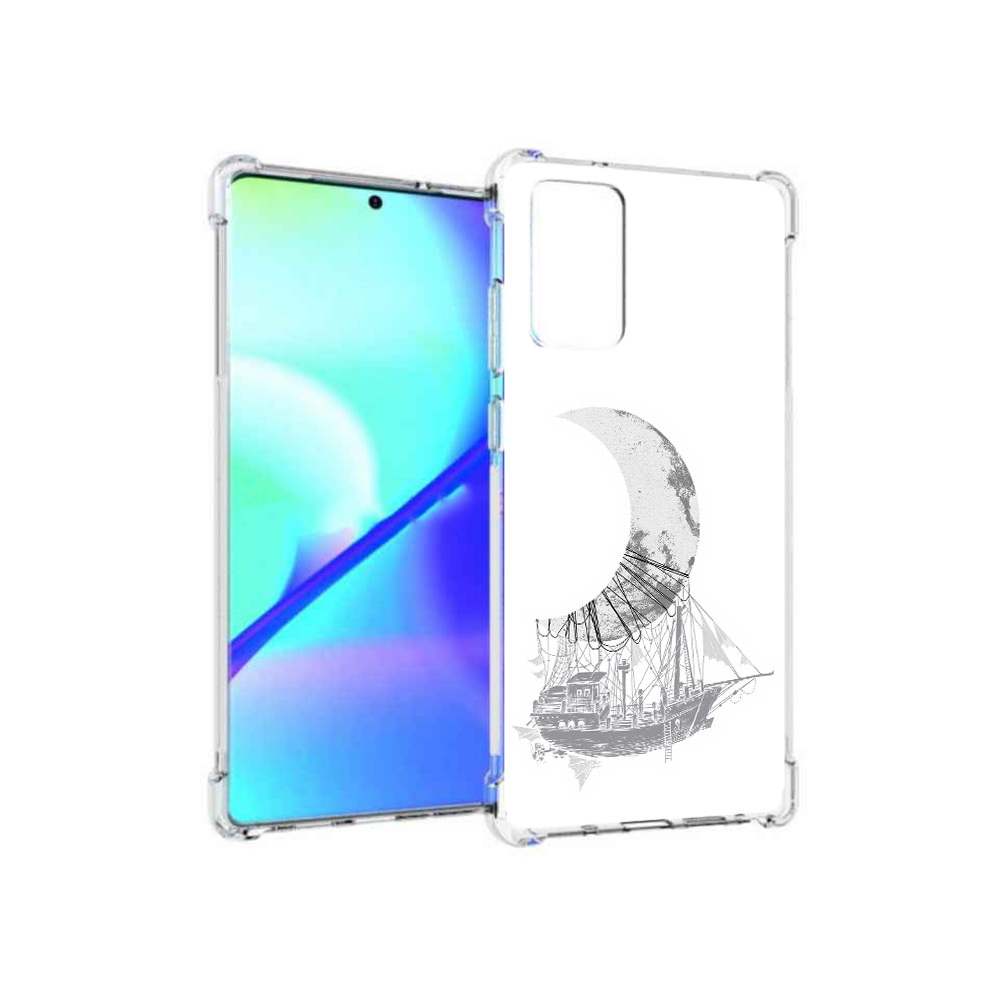 

Чехол MyPads Tocco для Samsung Galaxy Note 20 черно белый корабль полумесяц, Прозрачный, Tocco