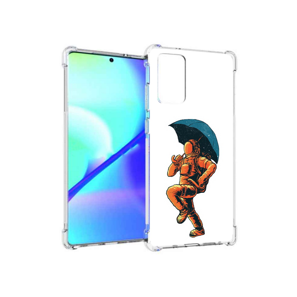 

Чехол MyPads Tocco для Samsung Galaxy Note 20 шагающий космонавт с зонтом, Прозрачный, Tocco