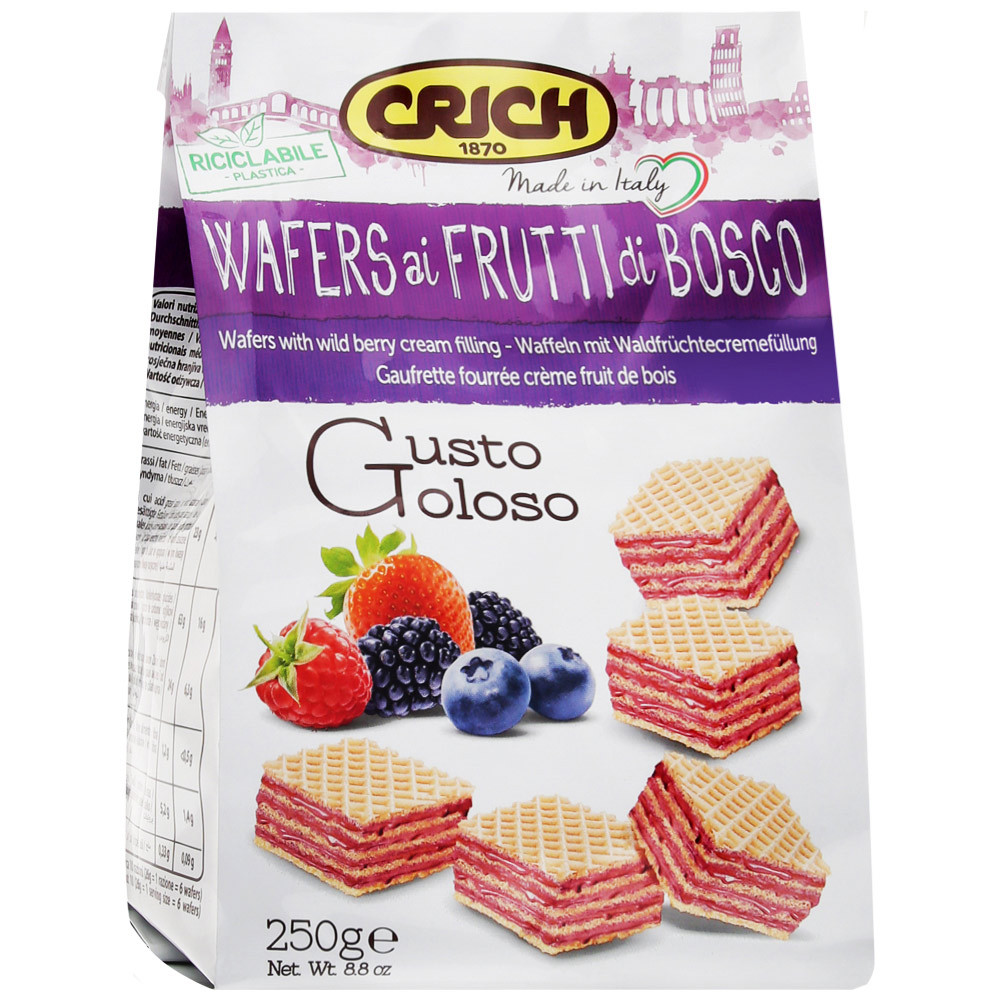 Вафли Crich Wafers with forest fruits filling с ягодно-кремовой начинкой 250 г