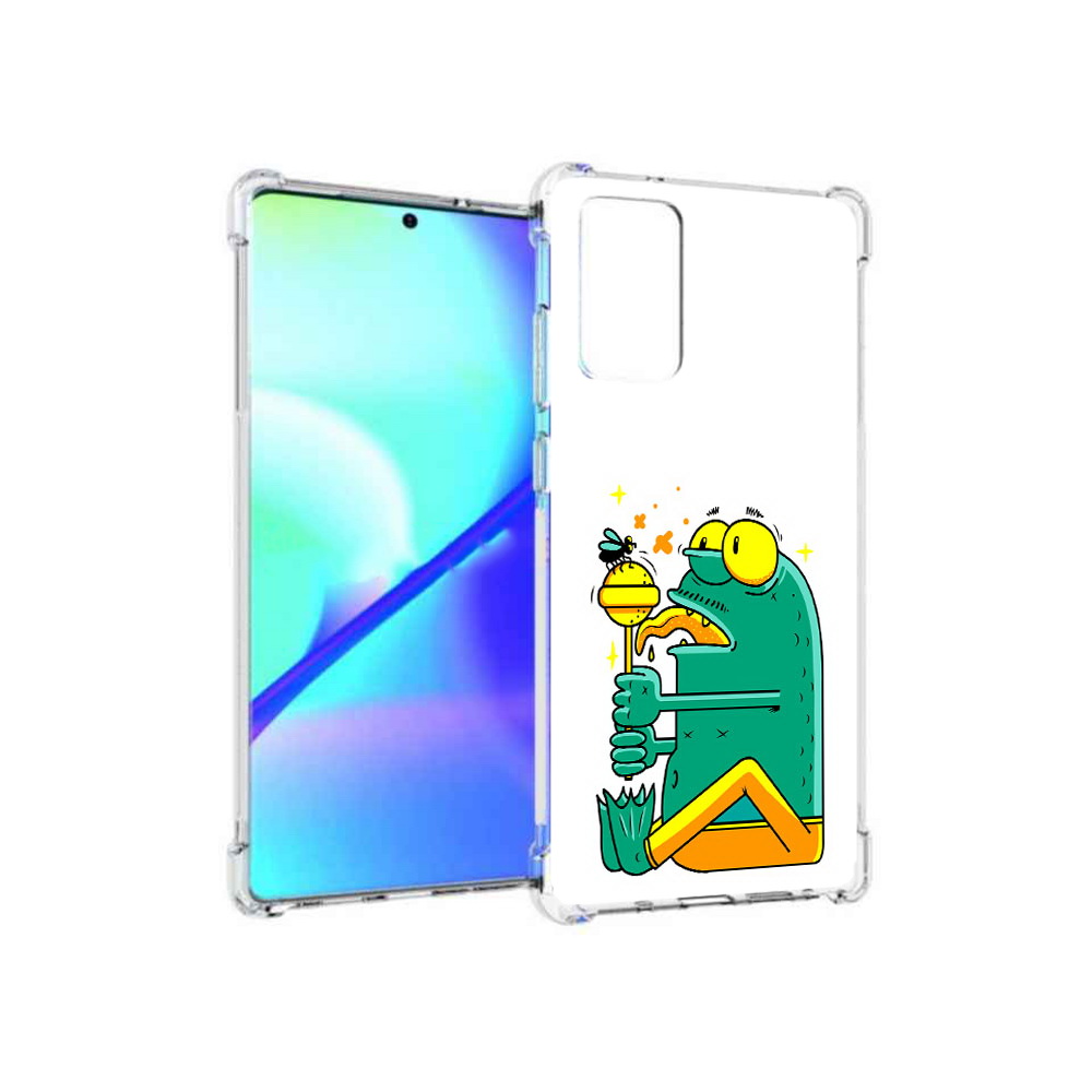 

Чехол MyPads Tocco для Samsung Galaxy Note 20 Зеленая лягушка с чупа чупсом, Прозрачный, Tocco