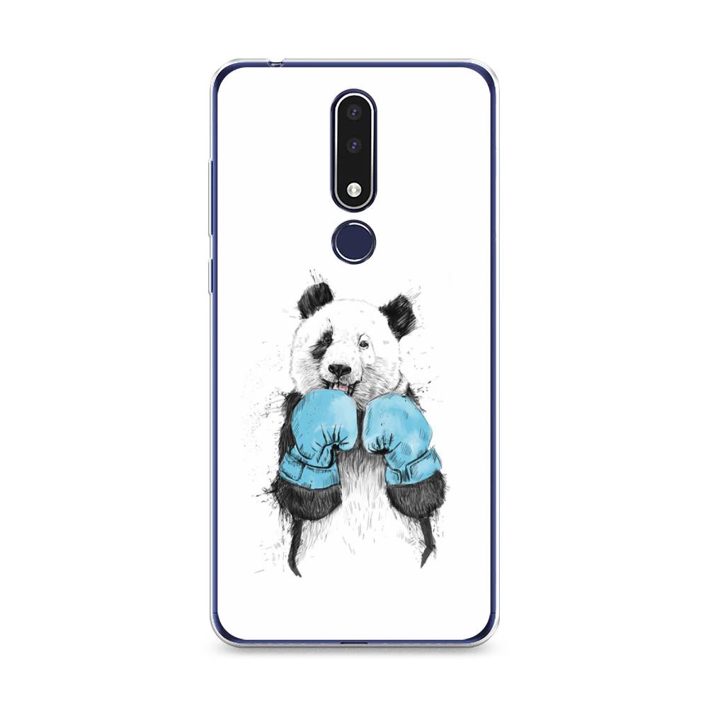 

Чехол на Nokia 3.1 Plus "Панда боксер", Голубой;белый;серый, 122850-1