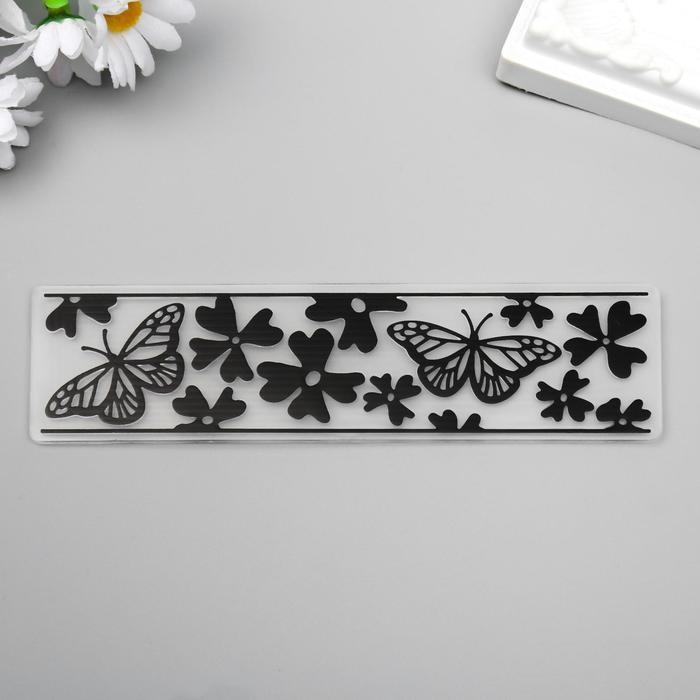 фото Трафарет для эмбосирования пластик "бабочки и цветы" 4х15 см nobrand