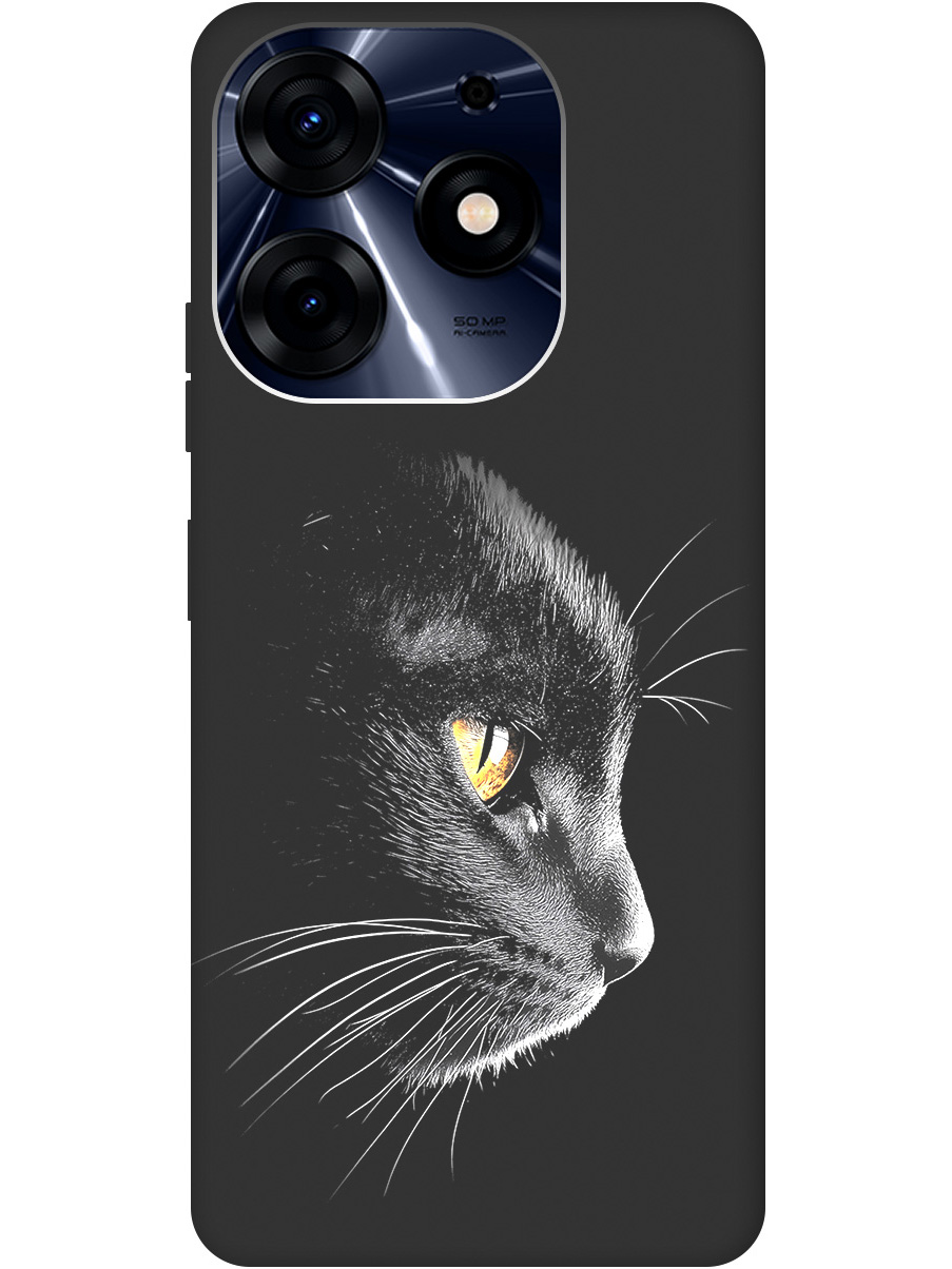 

Силиконовый чехол на Tecno Spark 10 Pro с принтом "Черный котик" матовый черный, Черный;белый;золотистый, 768742612