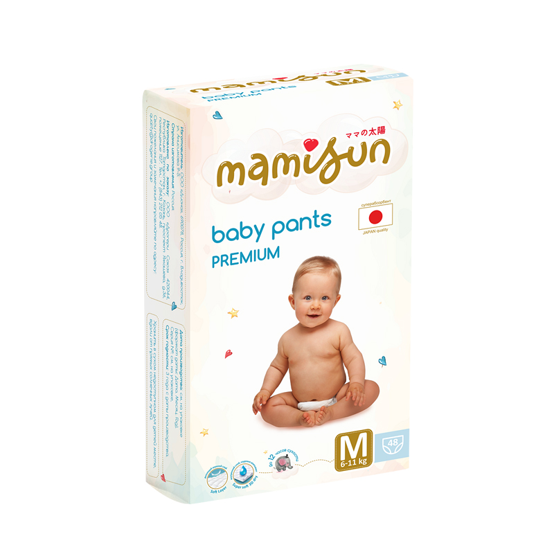 Подгузники-трусики детские Mamisun Baby Pants Premium M 6-11 кг 48 шт