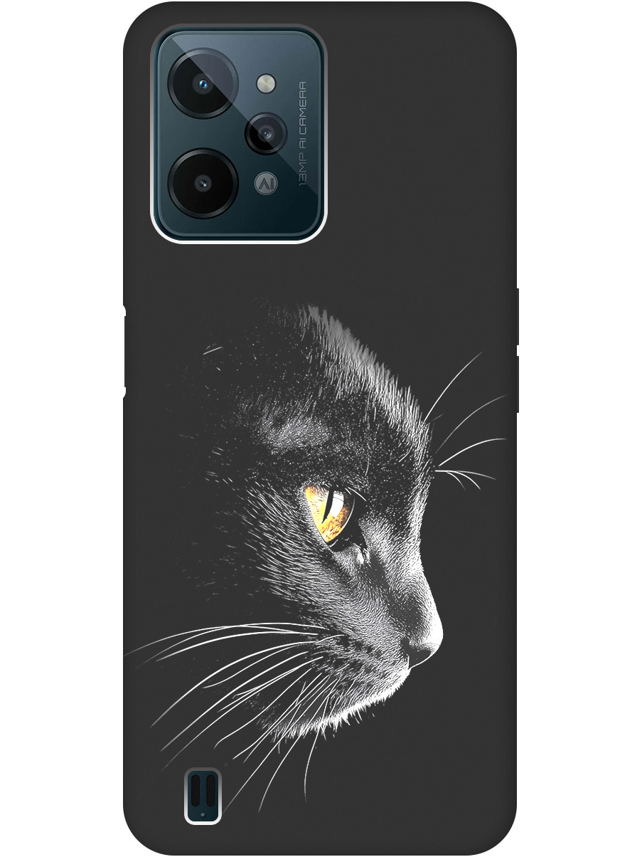 

Силиконовый чехол на Realme C31 с принтом "Черный котик" матовый черный, Черный;белый;золотистый, 766400312