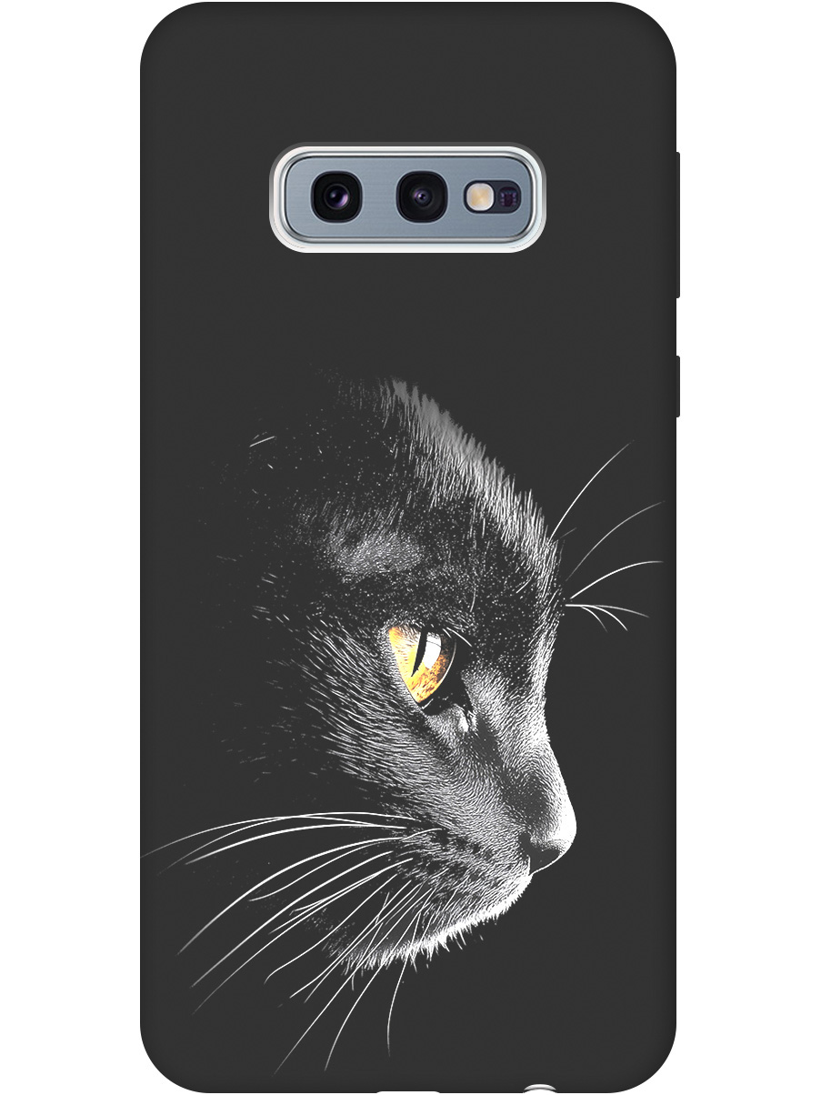 

Силиконовый чехол на Samsung Galaxy S10e с принтом "Черный котик" матовый черный, Черный;белый;золотистый, 720461212