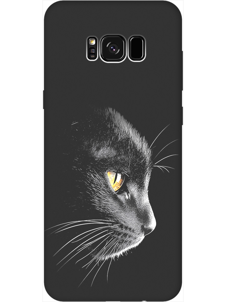

Силиконовый чехол на Samsung Galaxy S8+ с принтом "Черный котик" матовый черный, Черный;белый;золотистый, 713984412