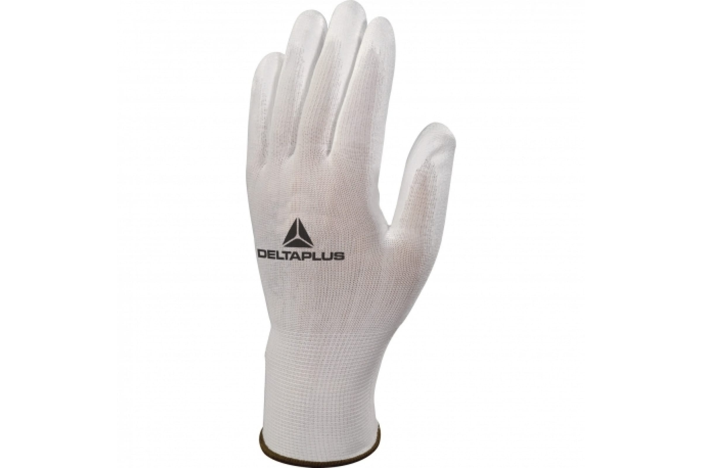 Delta Plus Перчатки полиамидные с полиуретановым покрытием VE702, цв. Белый, р. 10 VE70210