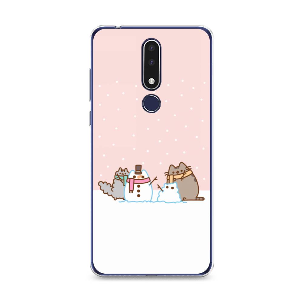 

Чехол на Nokia 3.1 Plus "Котики в снегу", Розовый;белый;серый, 122850-5