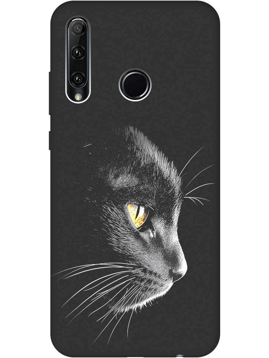 

Силиконовый чехол на Honor 10i/20e с принтом "Черный котик" матовый черный, Черный;белый;золотистый, 721096212