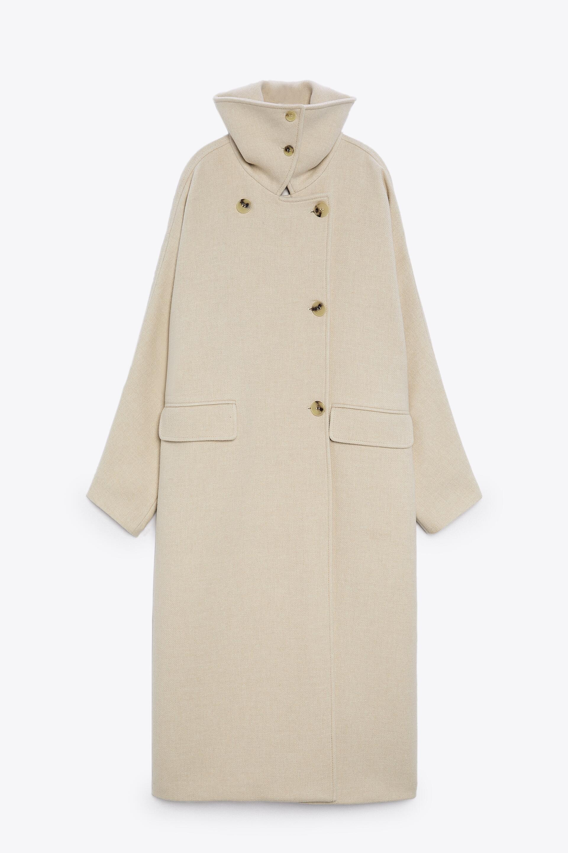 

Пальто женское ZARA 09037756 бежевое XS (доставка из-за рубежа), 09037756