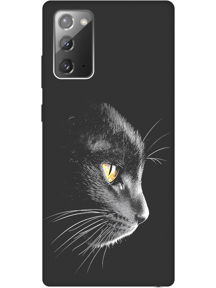 

Силиконовый чехол на Samsung Galaxy Note 20 с принтом "Черный котик" матовый черный, Черный;белый;золотистый, 723276312