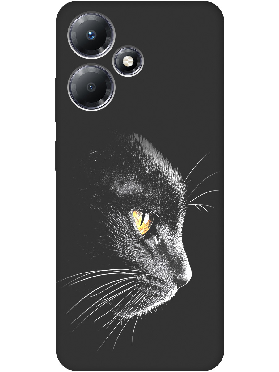 

Силиконовый чехол на Infinix Hot 30 Play с принтом "Черный котик" матовый черный, Черный;белый;золотистый, 773941012