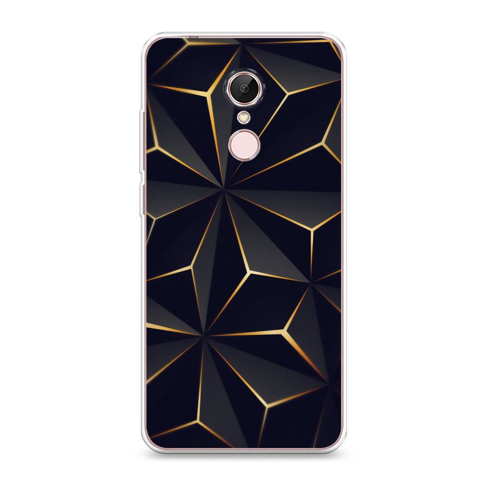

Чехол на Xiaomi Redmi 5 "Черные полигоны", Золотистый;черный, 33050-3