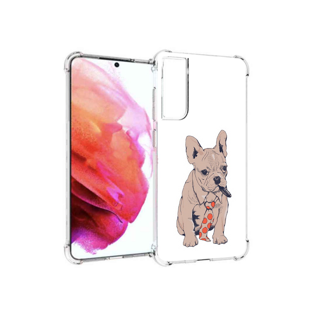 

Чехол MyPads Tocco для Samsung Galaxy S21 FE бульдог с сигарой, Прозрачный, Tocco