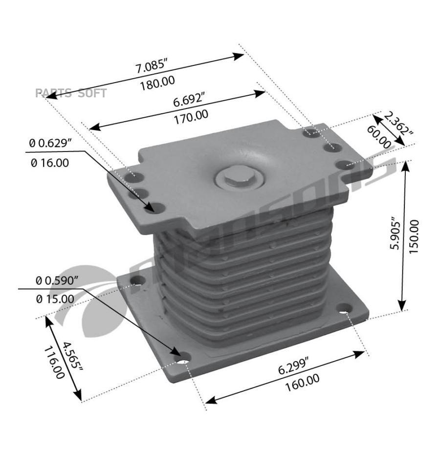 Подушка рессоры пружин B/S/T-Ride 6x2 ->LE 1696.01