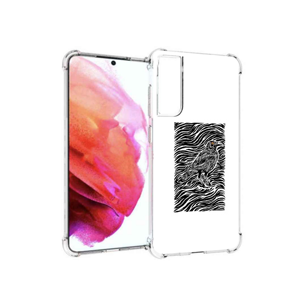 

Чехол MyPads Tocco для Samsung Galaxy S21 FE ворон в абстракции, Прозрачный, Tocco